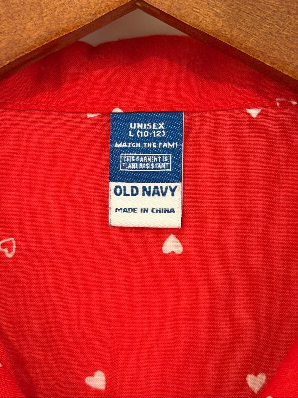 Old Navy Kids L 11-12 Jingle Jammie Red Heart Pajama Set Unisex